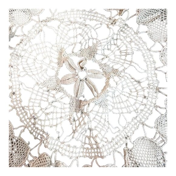 Handmade Crochet Lace Doily Floral Design Cotton White Vintage Cottage Core 10" - Picture 2 of 5